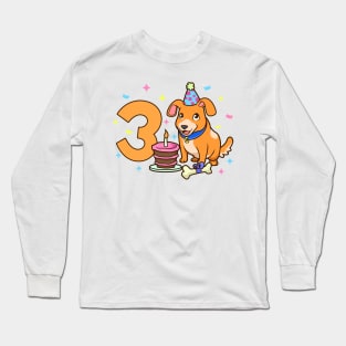 I am 3 with dog - kids birthday 3 years old Long Sleeve T-Shirt